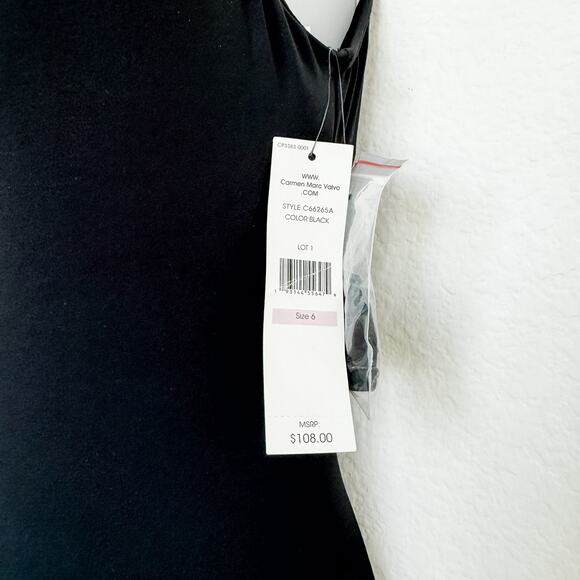 Carmen Marc Valvo One Shoulder Swimsuit Size 6 Black NWT Beach Resort Summer - Picture 5 of 7